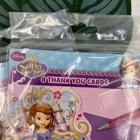 Disney Sofia The First Princess Pink Thank You Postcard Envelope Seal Party Set - Picture 4 of 6